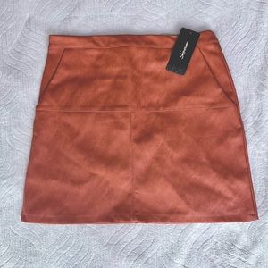 PU Matte Orange Leather Skirt - NWT